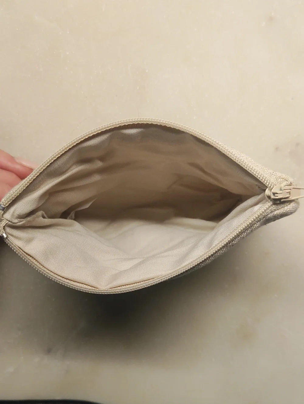 NEW! Brighton Small Zipper Pouch Travel Beige With Scrolls Embroidery